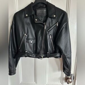Black faux moto leather jacket Bagatelle Large Like new worn once